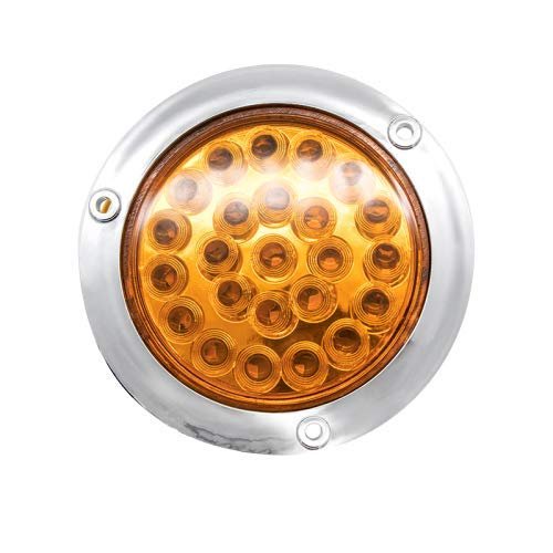 Red White Amber 4 Round Led Trailer Tail Light 24 Chrome Bezels Stop Turn Brake Signal Reverse Backup Marker Lights Trucks Rv
