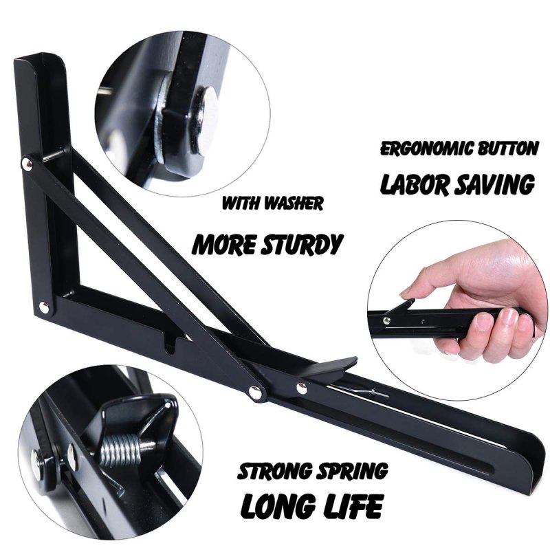 Boeray 8 Folding Shelf Bracket Carbon Steel Triangle Wall Mount Support Black Heavy Duty Paint Bench Table Brackets 90 Degree