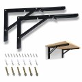 Boeray 8 Folding Shelf Bracket Carbon Steel Triangle Wall Mount Support Black Heavy Duty Paint Bench Table Brackets 90 Degree 