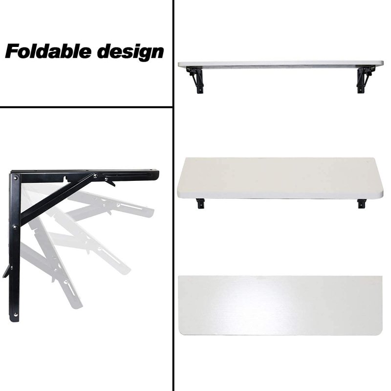 Boeray 8 Folding Shelf Bracket Carbon Steel Triangle Wall Mount Support Black Heavy Duty Paint Bench Table Brackets 90 Degree