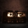 Headlights Assembly Fit 1994 1995 1996 1997 1998 1999 Gmc C1500 K1500 Yukon Bumper Headlamps Clear Lens Black Housing Amber 