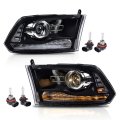 Led Bar Plank Style Headlights Headlamps For Dodge Ram 1500 2500 3500 2013-2018 Factory Projector Type 9 Pin Clear Lens Black 