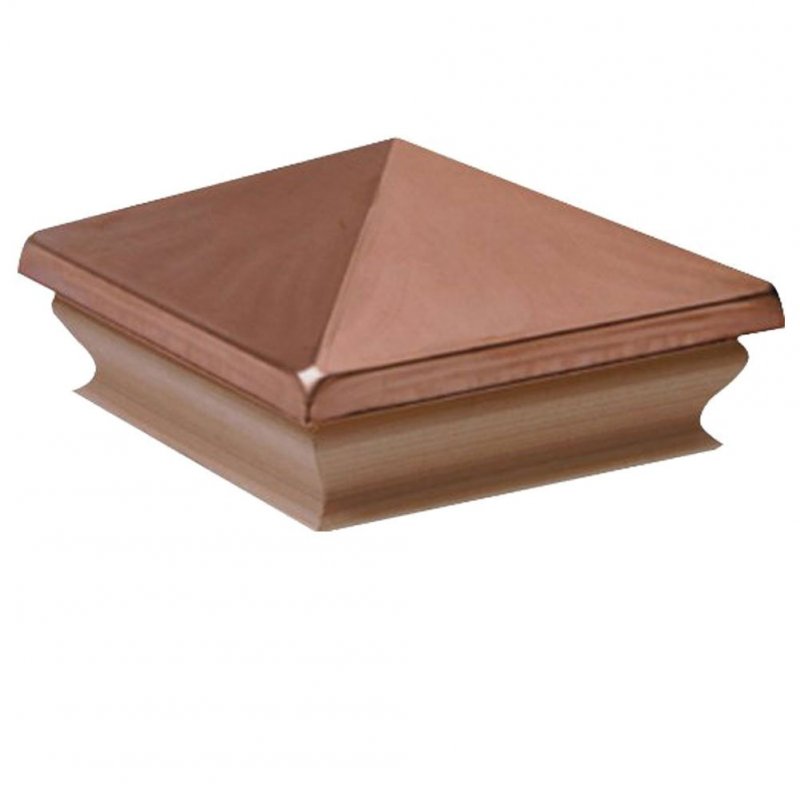 Woodway Copper Pyramid Post Cap Fits 5 With Premium Redwood Trim 1pc