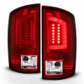 2007-2008 Dodge Ram 1500 2500 3500 Red Clear Led Tube Tail Lights Brake Lamps V3 Driver Passenger Side 