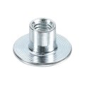 M6 T-nuts 24pcs Carbon Steel Tee Nut Round Base Weld Nuts 10mm Height Through Hole Flange Insert Female Thread Plate Silver 