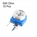 Uxcell Trimmer Potentiometer 50k Ohm Adjustment Horizontal Variable Resistors 10pcs