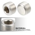 2 Pcs 3 8 Npt Male Thread Head Socket Pipe Plug Fitting Stainless Steel Car Silver Tone