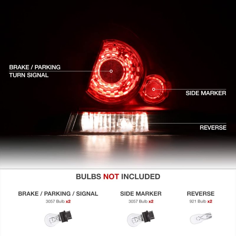 Driver Side Red Lens Oe-style Left Tail Light Housing Lamp Assembly Replacement For 2006-2013 Chevy Impala Limited Models