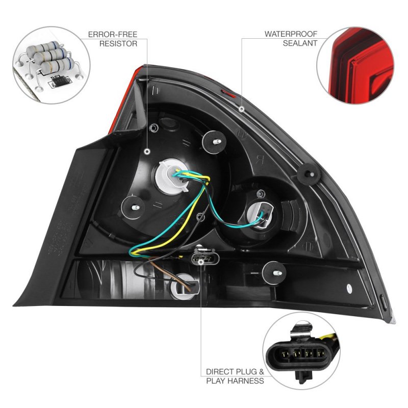 Driver Side Red Lens Oe-style Left Tail Light Housing Lamp Assembly Replacement For 2006-2013 Chevy Impala Limited Models