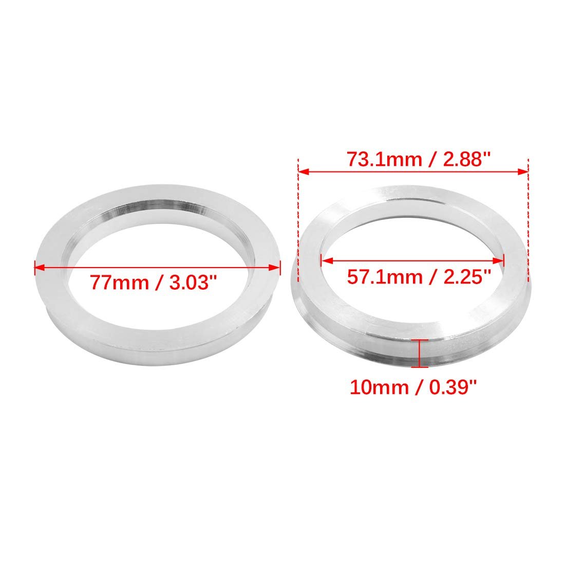 Car Hub Centric Rings Wheel Bore Center 73 1 To 57 1mm 4pcs Aluminium Alloy