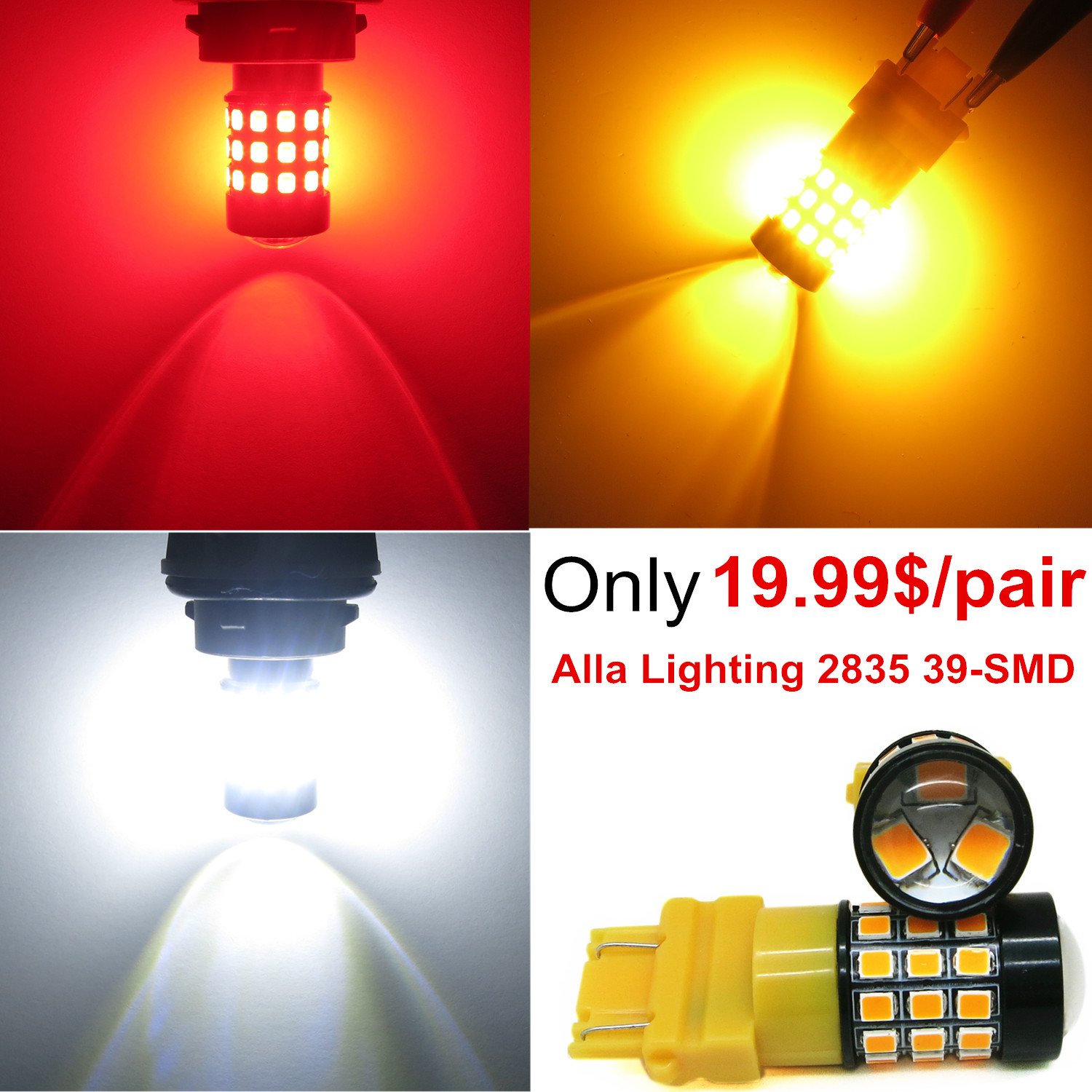 Alla Lighting 3157 Newest Led Switchback 2835 28smd High Power Dual