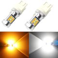 Alla Lighting 3157 Newest Led Switchback 2835 28-smd High Power Dual Color White Amber Xtremely Super Bright Lights Bulbs For 