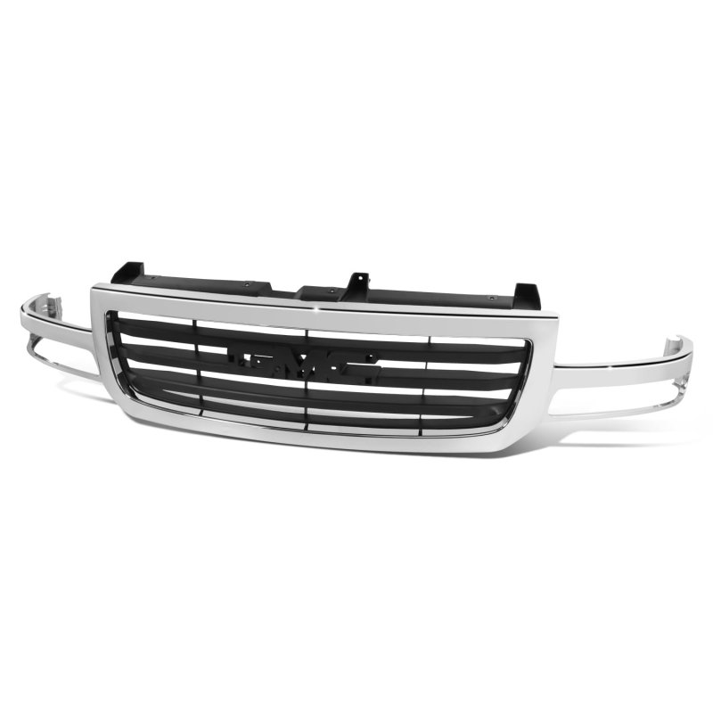 Gm1200475 Factory Style Front Bumper Grill Grille Assembly With Chrome Frame For Gmc Sierra 1500 2003-2007 Matte Black