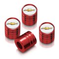 Chevrolet Golden Logo In White On Red Aluminum Cylinder-style Tire Valve Stem Caps 