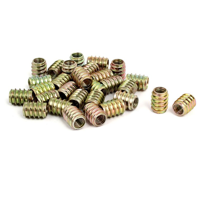 Wood Furniture Fixing M8x16mm Threaded Insert Nut E-nut Bronze Tone 30pcs