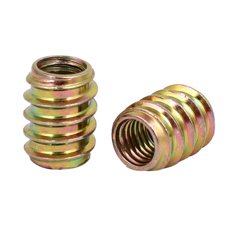 Wood Furniture Fixing M8x16mm Threaded Insert Nut E-nut Bronze Tone 30pcs