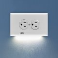 Snappower Guidelight 2 Plus Led Bright Dim Off Light Sensor Night Electrical Outlet Wall Cover Plate For Horizontal Duplex 