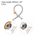 Uxcell Faucet Supply Line Connector 5pcs G1 2 Female X 24 Inch Long Braided 304 Stainless Steel Water Hose Silver Tone