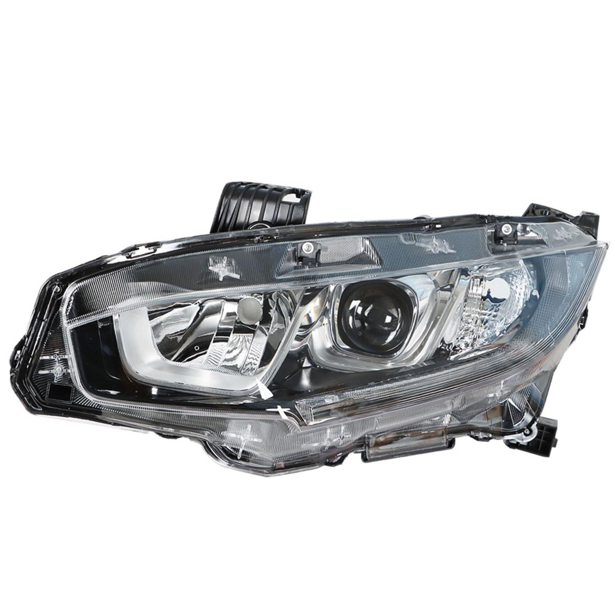 1pc Replacement For Honda Civic 2016-2020 Left Side Headlight Headlamp Assembly Halogen With Drl Chrome Housing Ho2503173