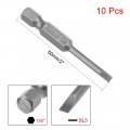 Uxcell 10pcs 1 4 Hex Shank 50mm Length Magnetic Sl3 Slot Head Screwdriver Bits S2 Alloy Steel