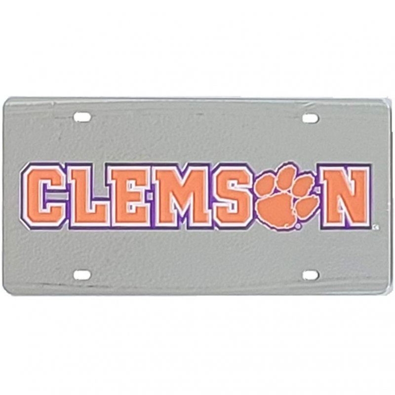 Clemson Tigers License Plate Mirrored Acrylic