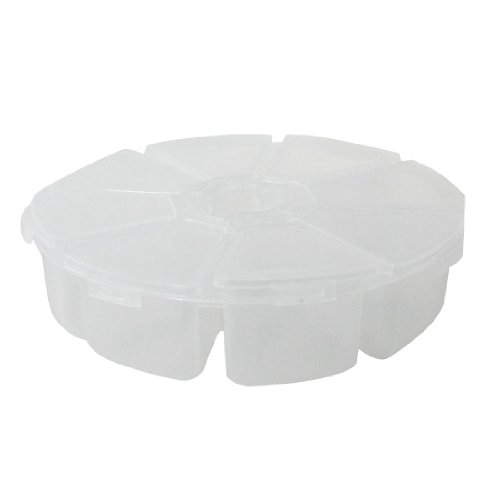 Clear White Plastic Circular Shape Storage Box Components Collect Case