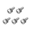 M4 X 12mm 304 Stainless Steel Phillips Pan Head Machine Screws Bolts Combine With Spring Washer And Plain Washers 5pcs 