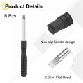 6pcs Mini Slotted Screwdriver 2 0mm 82mm Length Micro Precision Flat Head Screw Driver With Non-slip Black Handle For Watch