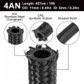 X Autohaux 15ft 4an Fuel Hose An4 1 4 Universal Braided Nylon Stainless Steel Cpe Oil Gas Line Black
