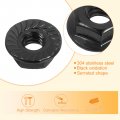 Uxcell 1 4-20 Serrated Flange Hex Lock Nuts 20pcs 304 Stainless Steel Non-slip Hexagon Nut Full Thread Bright Finish Black