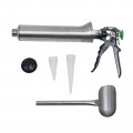 Mortar Pointing Grouting Gun Tool Caulking Guns Stainless Steel Building Hand W 2 Nozzle Black 