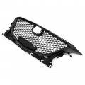 Hecasa Front Grille Assembly Compatible With 2014-2016 Mazda 3 Axela Bumper Grill Honeycomb Cover Mesh Black Painted Plastic