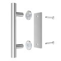Smartstandard 10 Inch Sliding Barn Door Handle Pull And Flush Hardware Set Stainless Steel Large Rustic Two-side Design Round