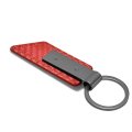 Ford Mustang Cobra Red Pu Leather Carbon Fiber Texture Strap Gunmetal Gray Metal Bar Key Chain Official Licensed 