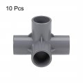 Uxcell 4-way Elbow Pvc Pipe Fitting Furniture Grade 20mm Size Tee Corner Fittings Gray 10pcs