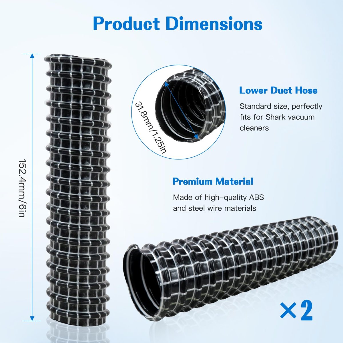 Vacuum Lower Nozzle Hoses For Hv300 Hv301 Hv302 Hv320 Hv321 Hv322 6 In X 1 25 With Cleaning Brush 2 Pack