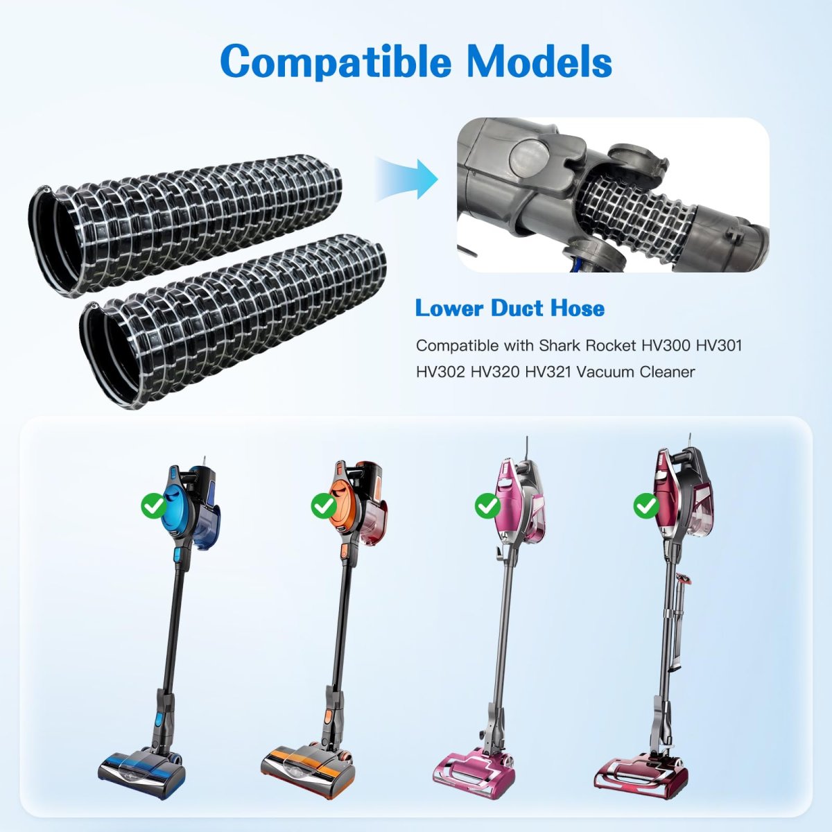 Vacuum Lower Nozzle Hoses For Hv300 Hv301 Hv302 Hv320 Hv321 Hv322 6 In X 1 25 With Cleaning Brush 2 Pack