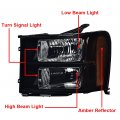 G-plus Headlights Replacement For 07-13 Gmc Sierra 1500 07-14 2500 Hd 3500 Headlamps Left And Right Side Smokya Lensa Black