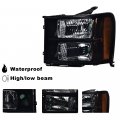 G-plus Headlights Replacement For 07-13 Gmc Sierra 1500 07-14 2500 Hd 3500 Headlamps Left And Right Side Smokya Lensa Black