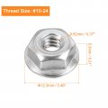 Uxcell 10-24 Serrated Flange Hex Lock Nuts 15pcs 304 Stainless Steel Non-slip Hexagon Nut Full Thread Bright Finish Silver