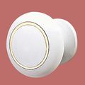 1 White Drawer Cabinet Knob Hardware Over Solid Brass Ring 5 Pack 