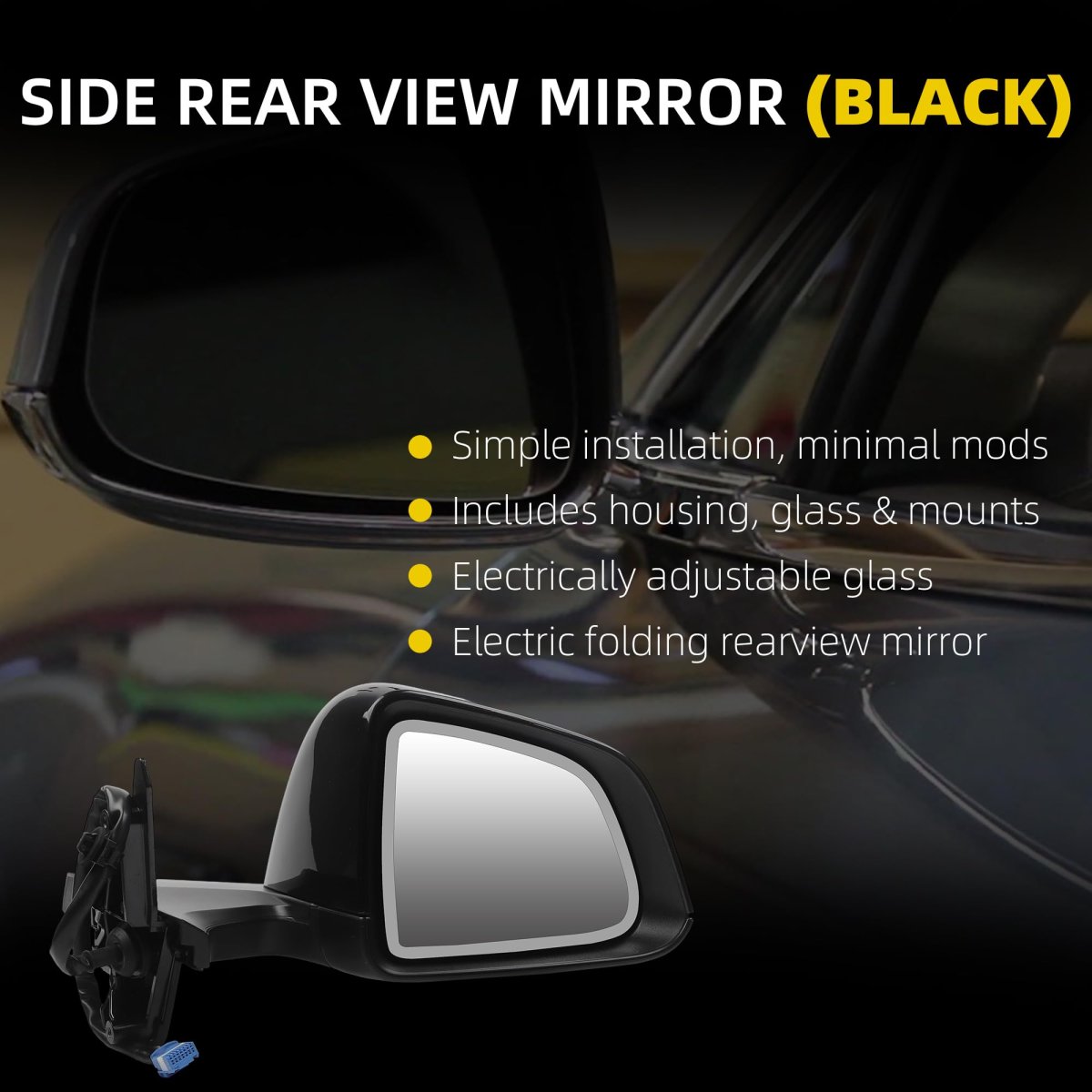 Dasbecan Side Rear View Mirror For 2020-2024 Tesla Model Y Anti-glare Glass With Memory Power Heated Right Passenger Folding