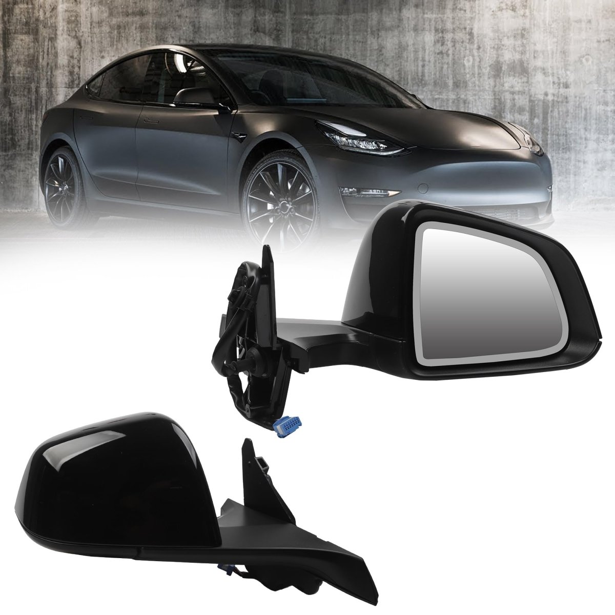 Dasbecan Side Rear View Mirror For 2020-2024 Tesla Model Y Anti-glare Glass With Memory Power Heated Right Passenger Folding