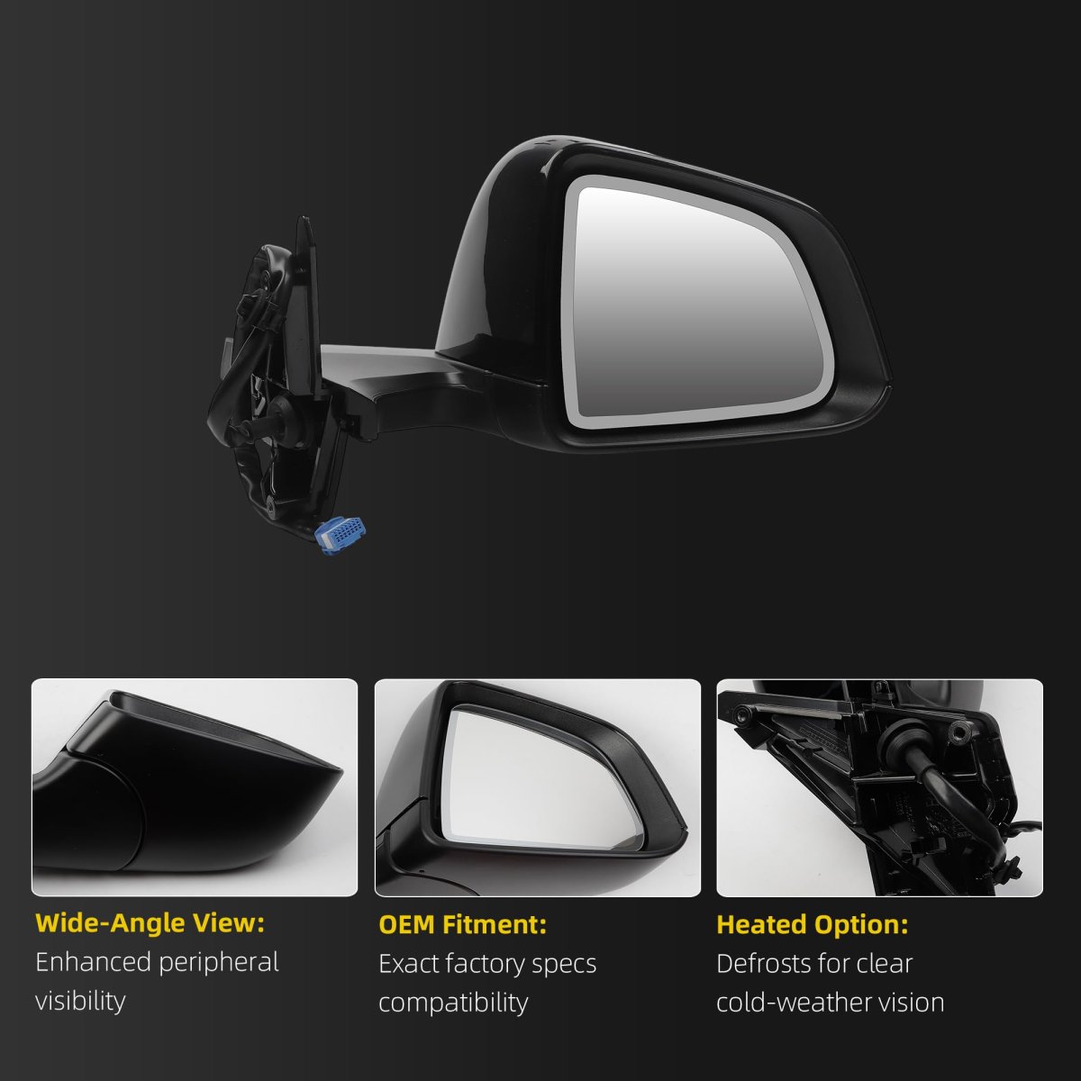 Dasbecan Side Rear View Mirror For 2020-2024 Tesla Model Y Anti-glare Glass With Memory Power Heated Right Passenger Folding