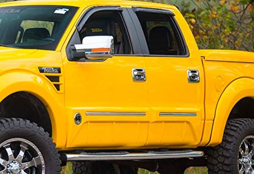 Eparts 4 Pieces Mirror Chrome Plated Abs Side Door Handle Trim Cover Cap Fit For 20 2014 Ford F-150 4 With Keypad Hole