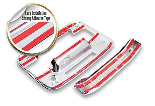 Eparts 4 Pieces Mirror Chrome Plated Abs Side Door Handle Trim Cover Cap Fit For 20 2014 Ford F-150 4 With Keypad Hole