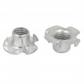 Uxcell M10 Thread Dia Metal 4 Prongs Full Threaded T-nut Tee Nuts Silver Tone 20pcs