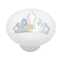 Silver Princess Crown Decorative High Gloss Ceramic Drawer Knob 