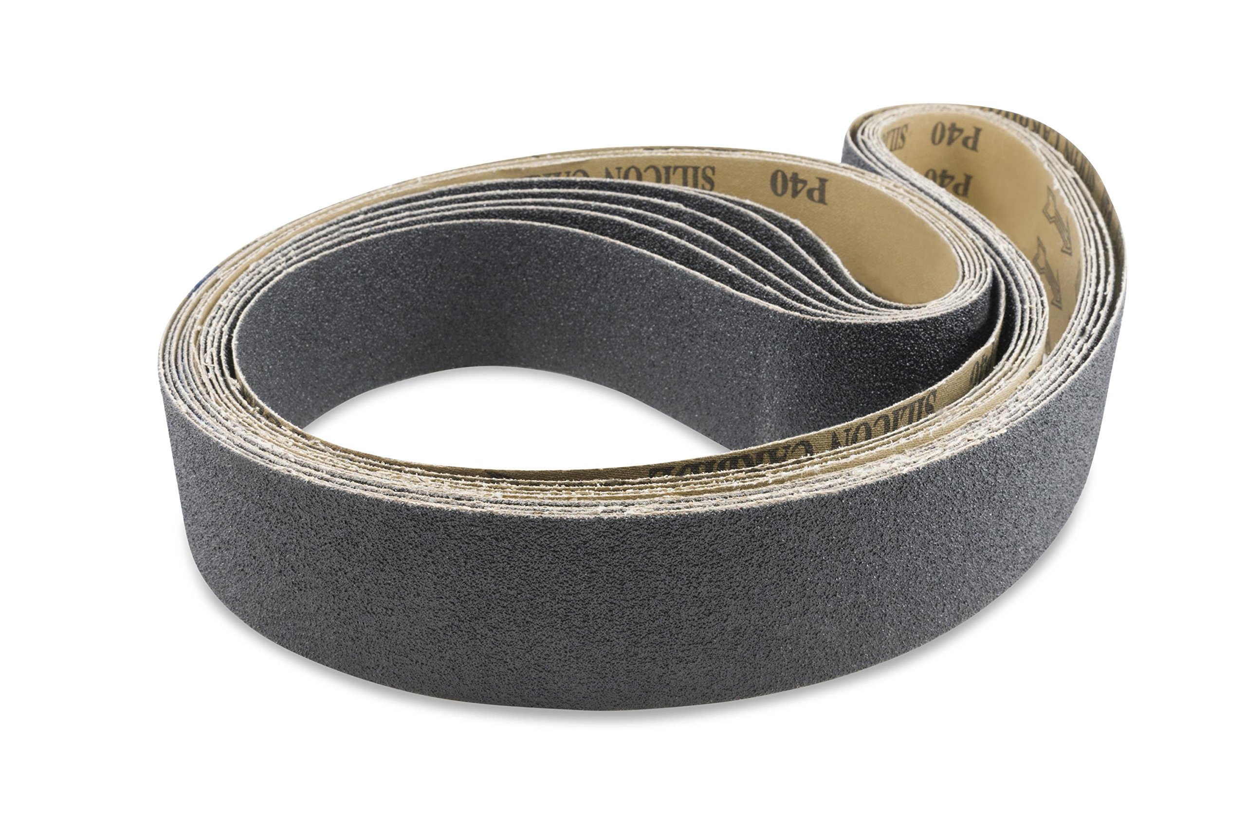 2 X 72 Inch 36 Grit Silicon Carbide Sanding Belts 6 Pack