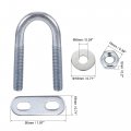 Uxcell Round U-bolts 8 Sets 0 63 16mm Inner Width 46mm Length Steel M6 With Nut Plate Washer